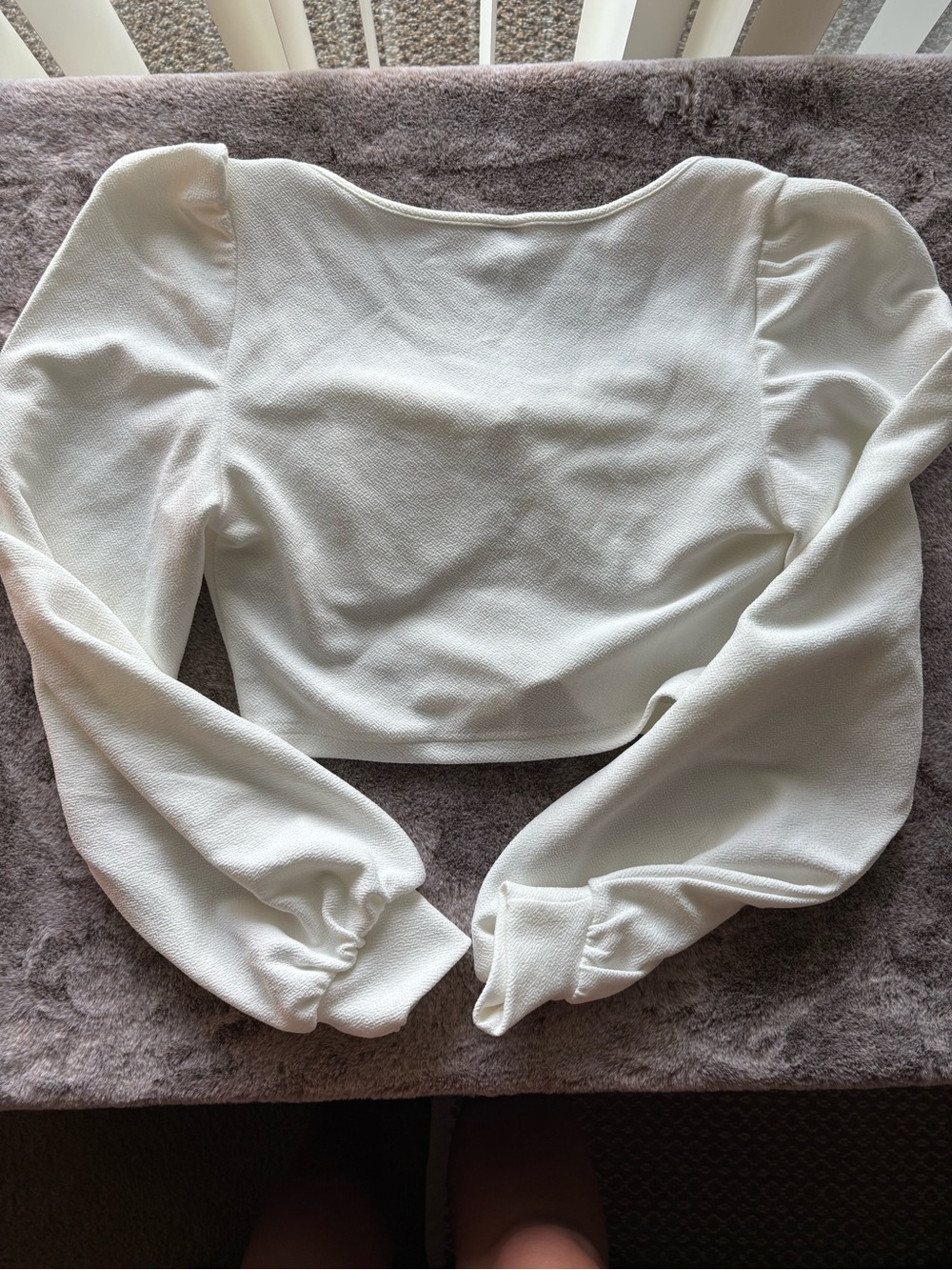 SHEIN White Long Sleeve Bustier Crop Top - Size S - Picture 2 of 4